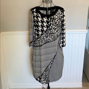 💚 Gabby Skye Black & White Sheath Dress Women 10